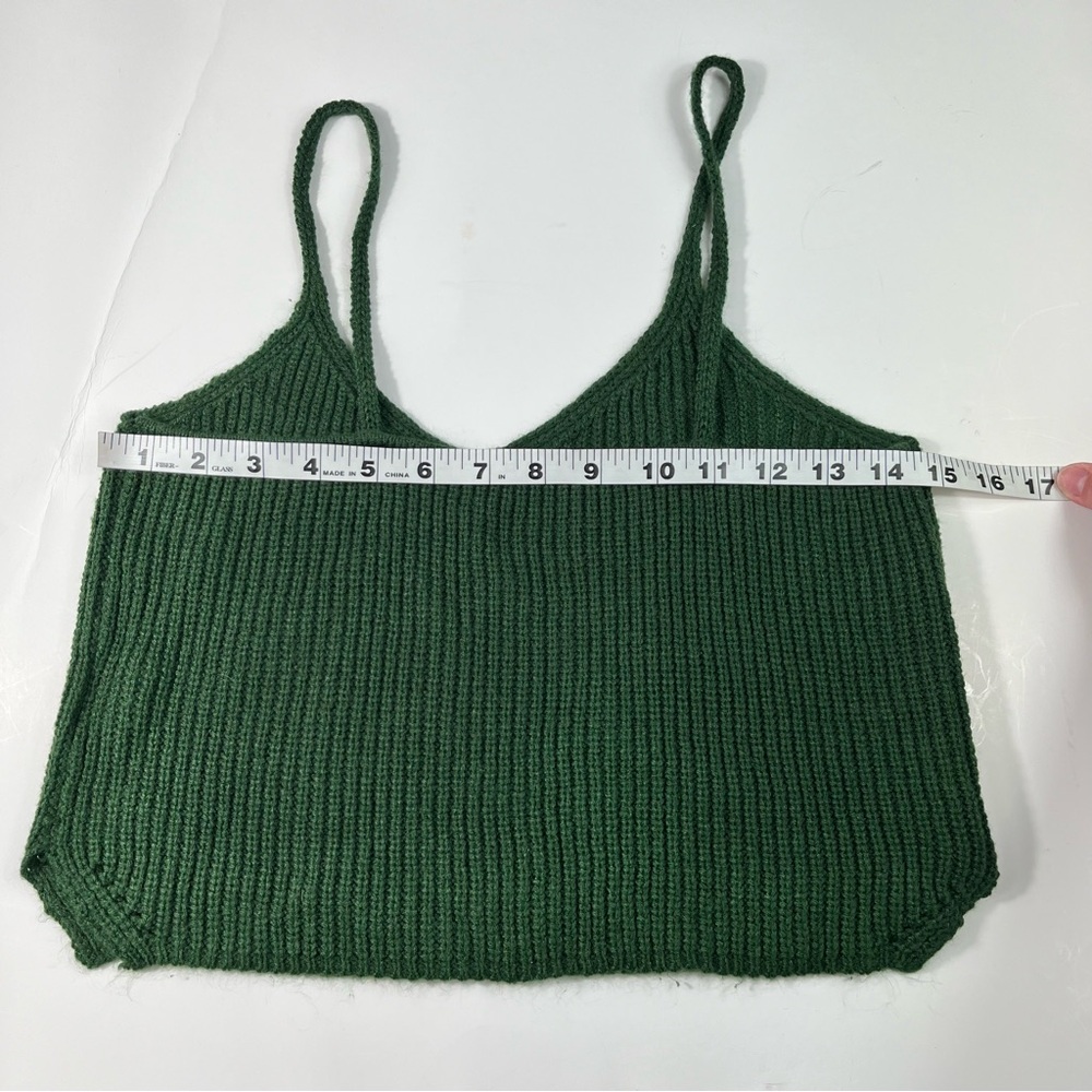 Shein Emerald Dark Green Knit Sweater Cropped Boxy Fit Tank Top Small S 4 - Picture 5 of 5